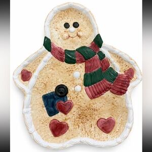 Christmas Gingerbread Man Ceramic Decorative Plate Holiday Decor